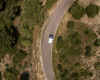 High angle view of cars on road