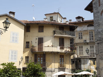 Low angle view of residential buildings against sky