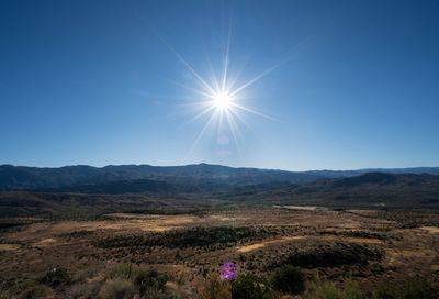 Scenic view of landscape against clear blue sky