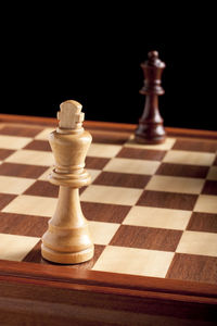 Close-up of chess against black background