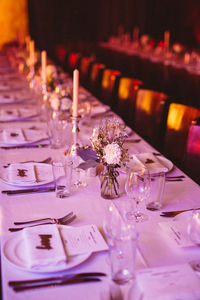 Close-up of dining table in restaurant