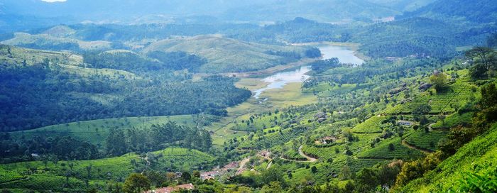 High angle view of landscape against sky