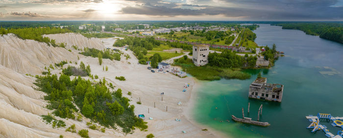 Abandoned quarry for extraction of limestone. beautiful nature, attraction in estonia.