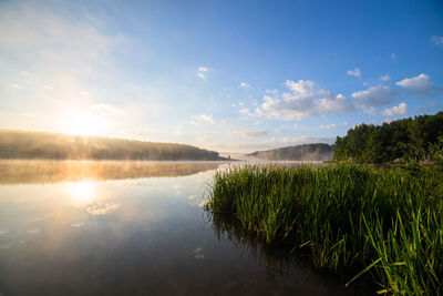 Scenic view of lake against sky