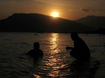 Sunset over lake