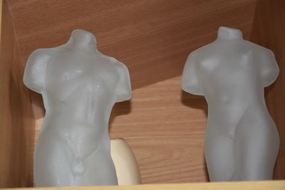 Close-up of white sculpture on table