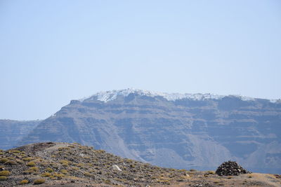 Scenic view of mountains against clear sky