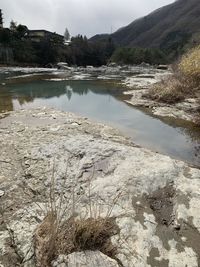 Scenic view of lake against sky