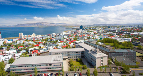 Overview of icelandic capital from hallgrímskirkja church steeple.