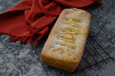 High angle view of bread on table
