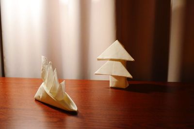 Close-up of origami on table