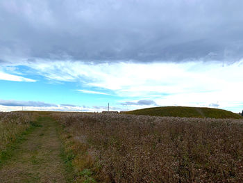 Scenic view of land against sky