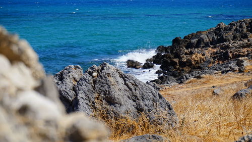 Rock formation on beach