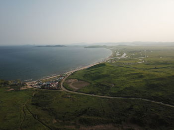 Scenic view of sea against clear sky