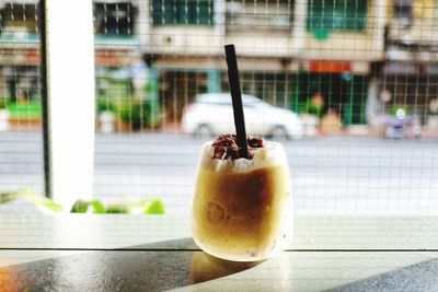 Close-up of drink on table