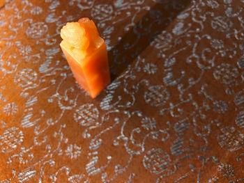 High angle view of orange in water