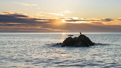 Scenic view of sea against sky during sunset