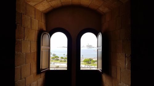 Arch window in old building