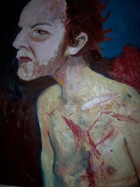 Close-up of painting on wall