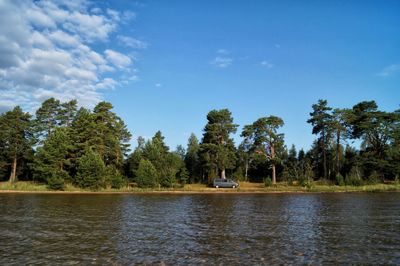 Scenic view of lake against sky