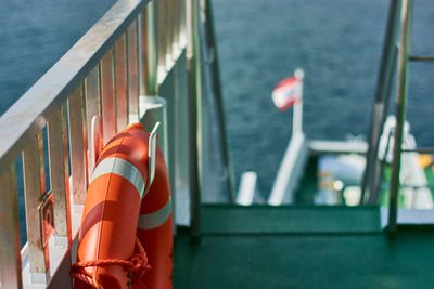 Low angle view of nautical vessel on sea