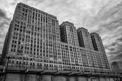 Low angle view of modern building against sky