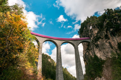 Low angle view of arch bridge against sky