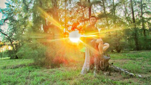 Man in forest