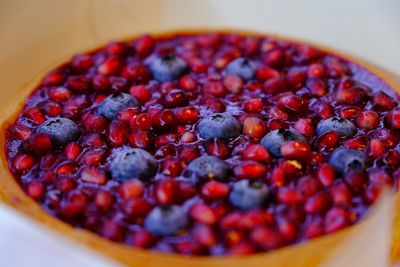 Close-up of raspberries on table