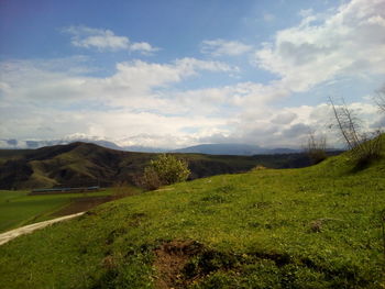 Scenic view of field against sky