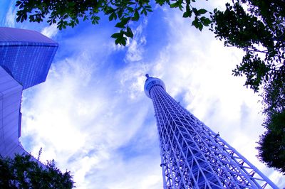 Low angle view of buildings against cloudy sky