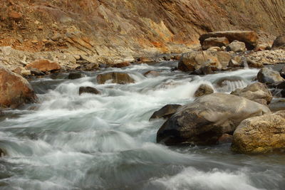 View of waterfall at coast