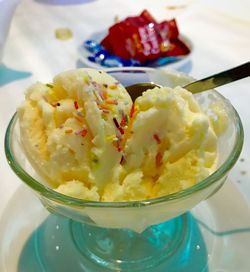 Close-up of ice cream in bowl