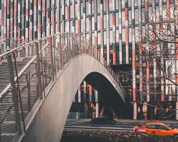 Bridge over buildings in city