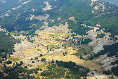 Aerial view on mediterranian village in montenegro, travel background