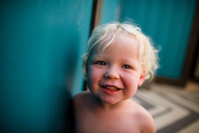 Close up of smiling two year old