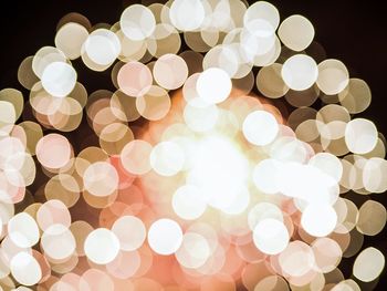 Defocused image of illuminated lights at night