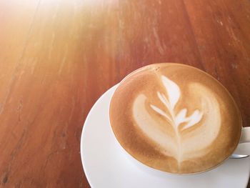 High angle view of coffee on table