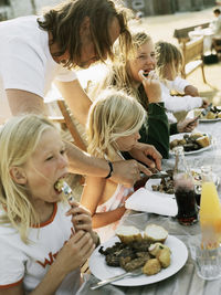 Family eating outdoor