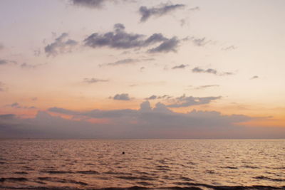 Scenic view of sea against sky at sunset