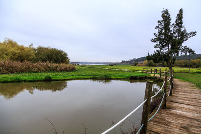 Scenic view of lake against sky