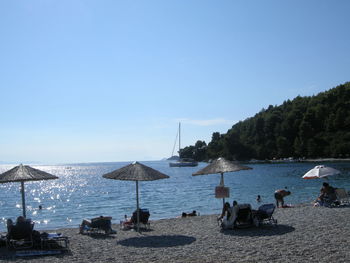 Scenic view of sea against clear sky