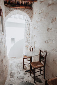 Chairs and table in amorgos, greece, cyclades