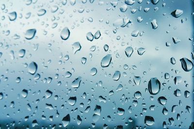 Full frame shot of raindrops on window