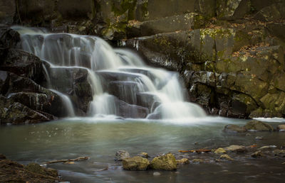 View of waterfall in forest