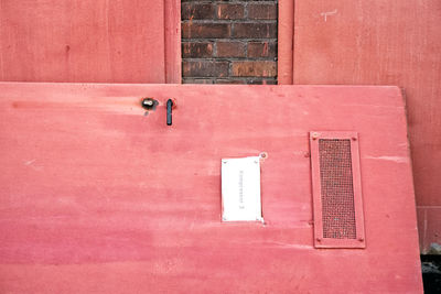 Closed door of building