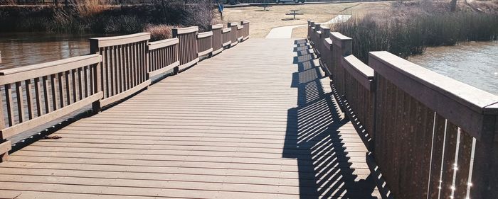 High angle view of pier over lake