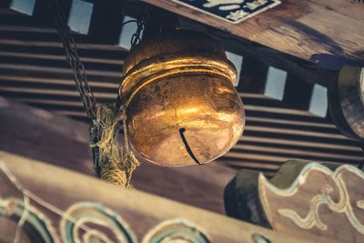 Low angle view of illuminated light bulb