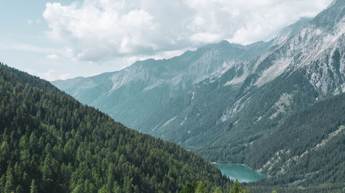 Panoramic view of landscape and mountains against sky