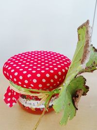 Close-up of strawberry on table